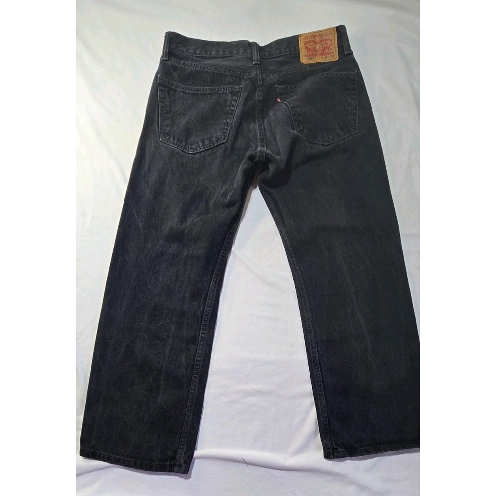 Levi's Men's Black Straight Fit Dark Wash Denim Jeans 32x30 505 Jeans